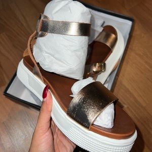 Gold & Brown Platform Sandal (never worn)